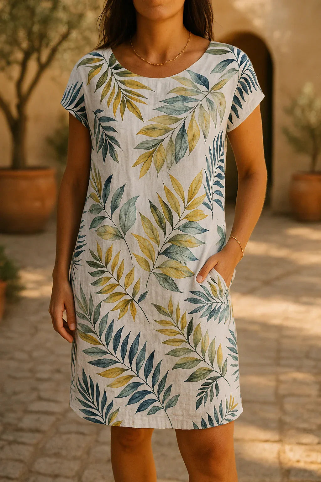 RAÏSSA - VESTIDO CHIC DE ALGODÓN Y LINO NATURAL