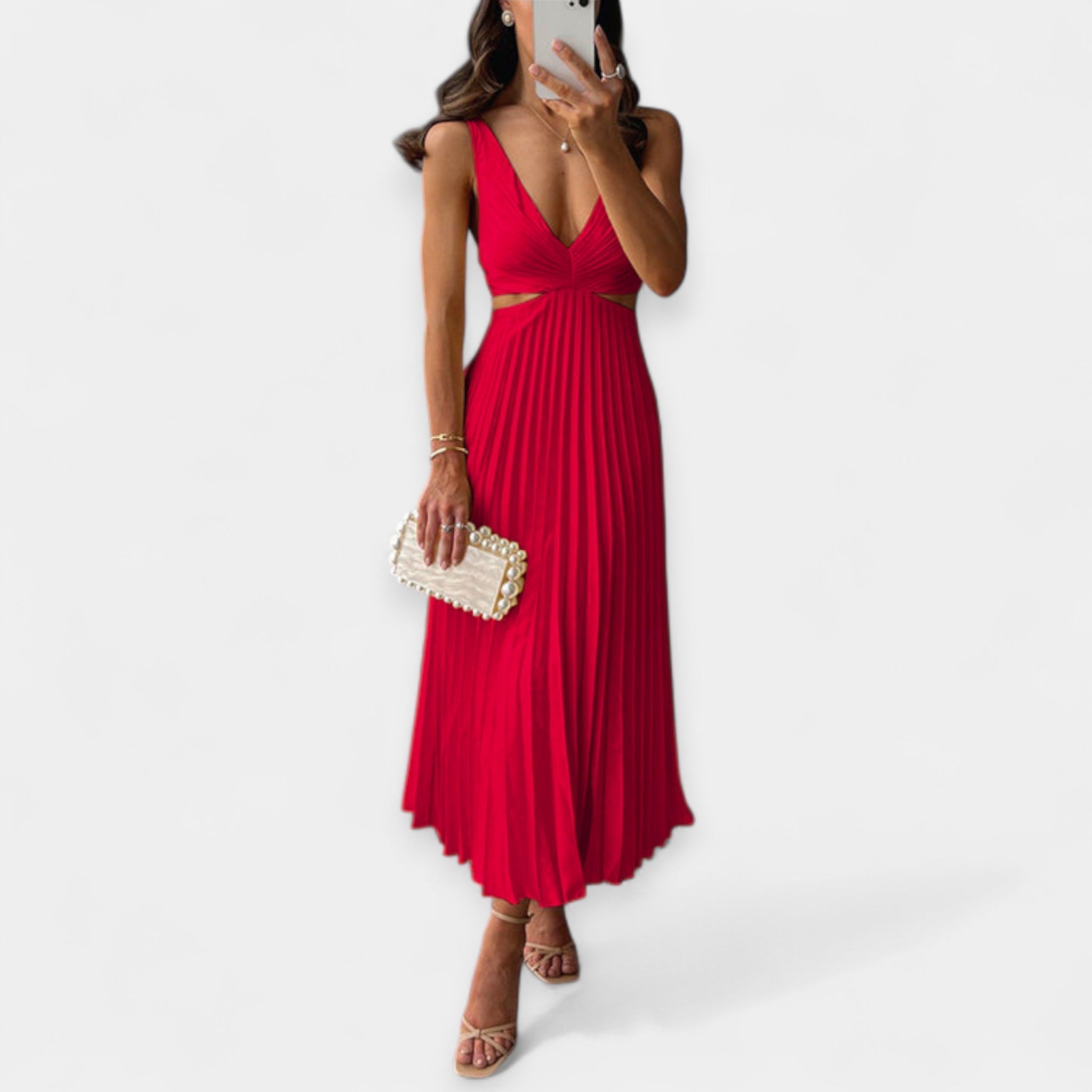 Vestido Maxi con Diseño Plisado