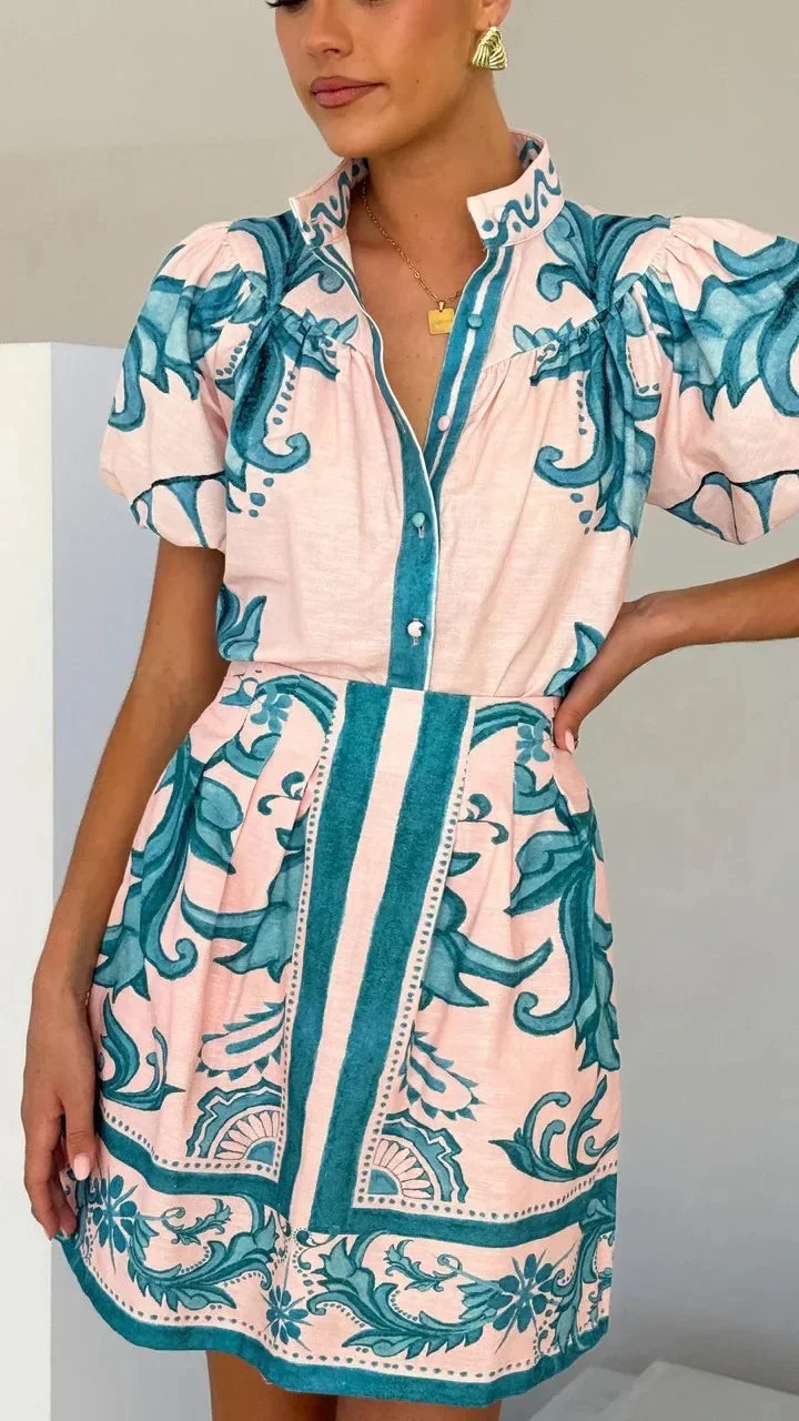 Vestido de cóctel floral de lino Kelsey