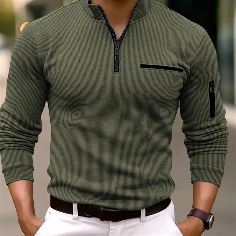 MASON – TOP DE MANGA LARGA RIBETEADO CON DETALLES DE CREMALLERA