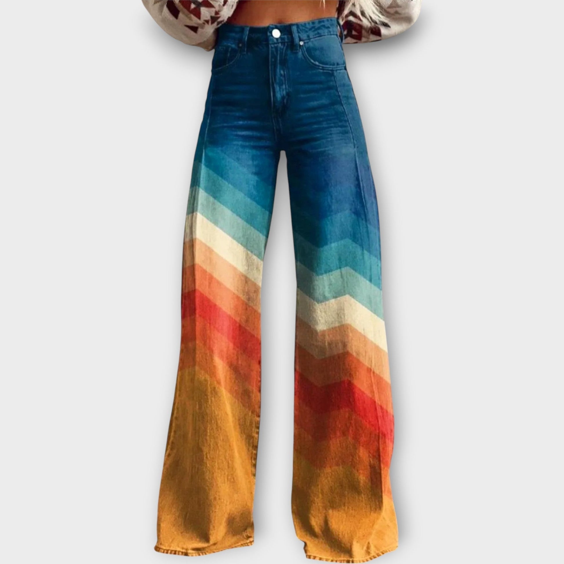 Jeans con Patrones Geométricos Coloridos