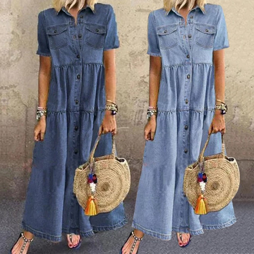 AIKO - VESTIDO DE MANGA CORTA CON AJUSTE RELAJADO Y BOLSILLOS