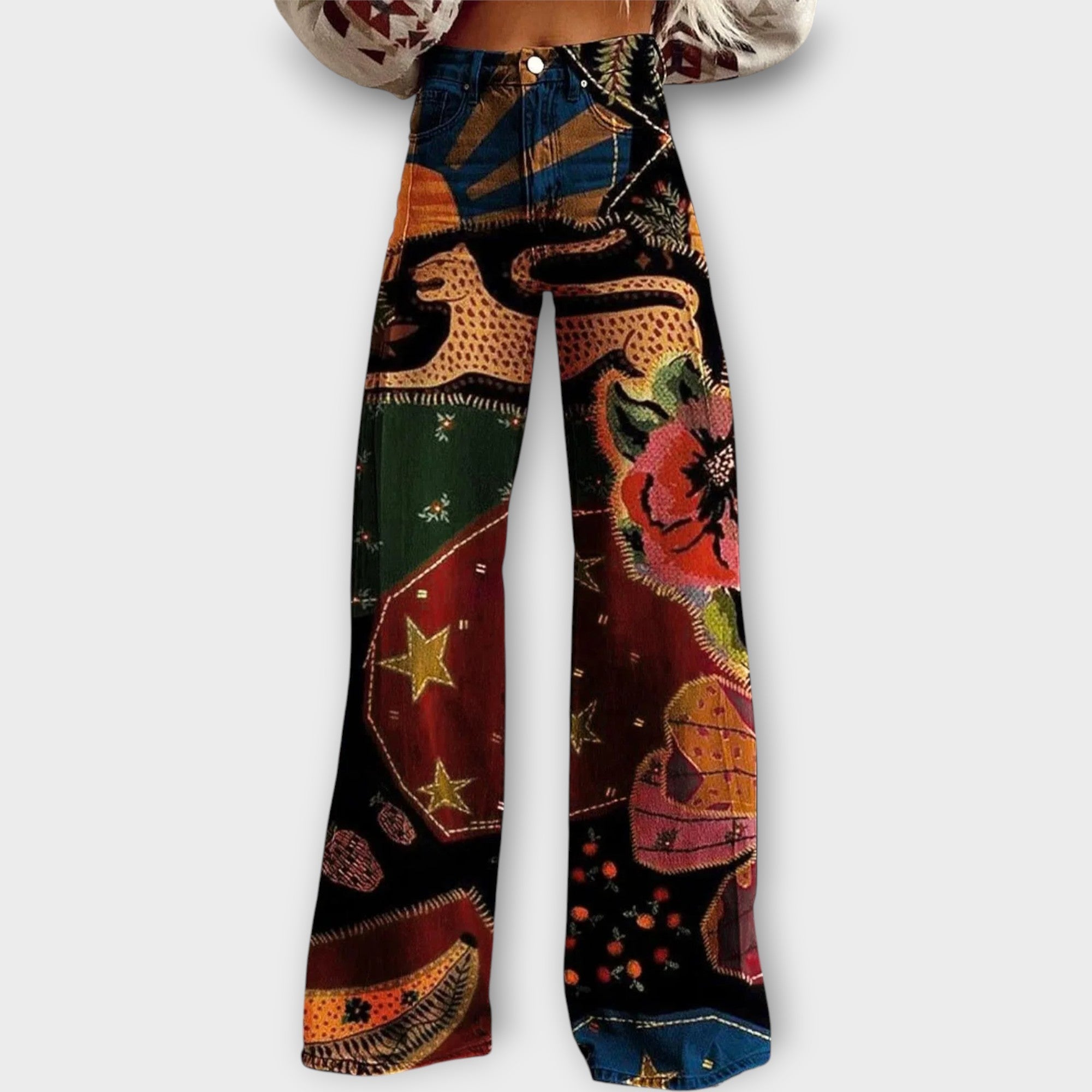 Jeans de Estampado Patchwork