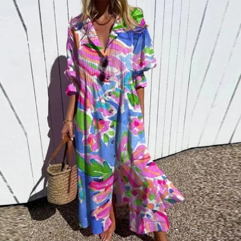 Trishia - Vestido Vibrante de Flores