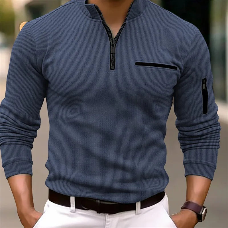 MASON – TOP DE MANGA LARGA RIBETEADO CON DETALLES DE CREMALLERA