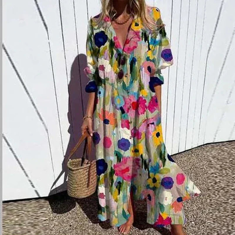 Trishia - Vestido Vibrante de Flores