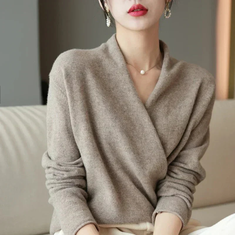 Eirena | Top cruzado con cuello en V para mujer de invierno y primavera