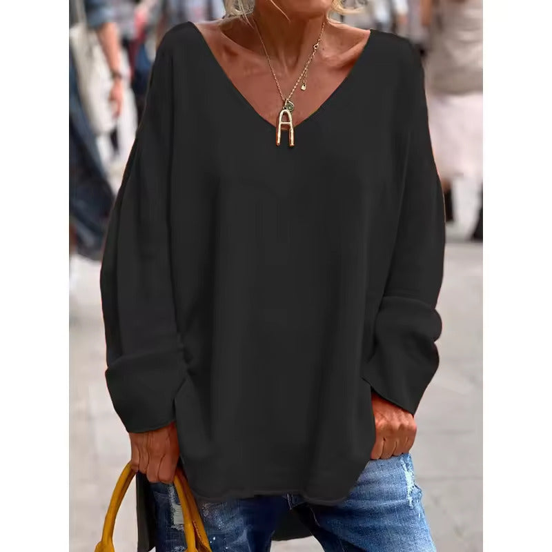 NORA - BLUSA CASUAL CHIC CON ESCOTE EN V