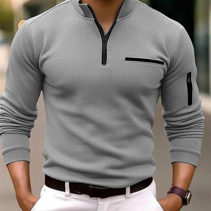MASON – TOP DE MANGA LARGA RIBETEADO CON DETALLES DE CREMALLERA