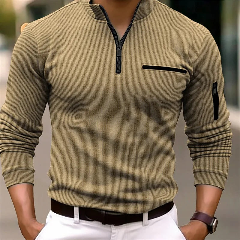 MASON – TOP DE MANGA LARGA RIBETEADO CON DETALLES DE CREMALLERA