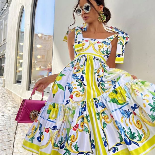 SENEDRINA - VESTIDO MAXI CON LACITOS DE FLORES