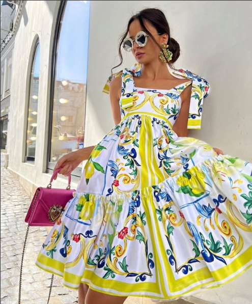 SENEDRINA - VESTIDO MAXI CON LACITOS DE FLORES
