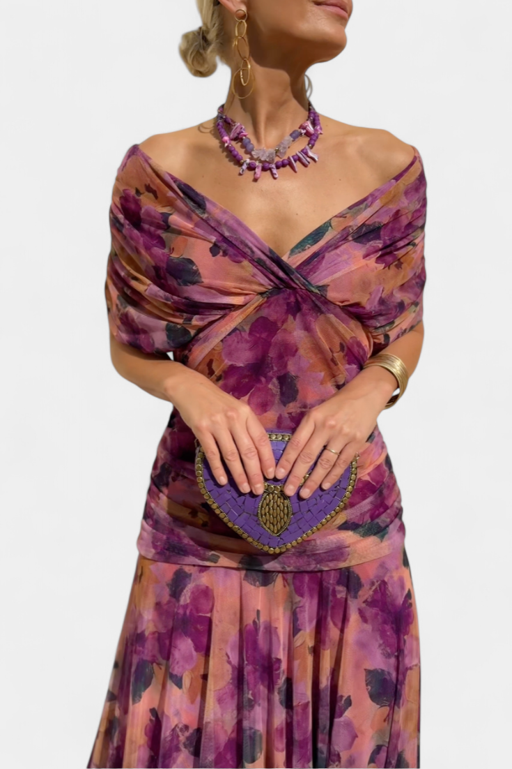 Robe Florale Longue Alondraa™ avec Décolleté en V