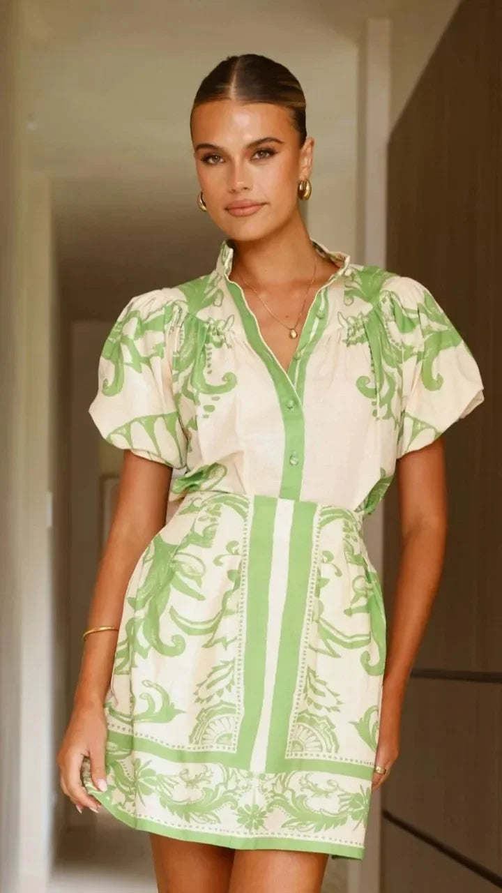 Vestido de cóctel floral de lino Kelsey
