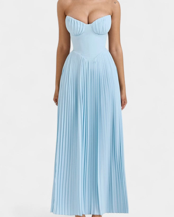 Seraphina Vestido Bustier Plisado Sin Tirantes