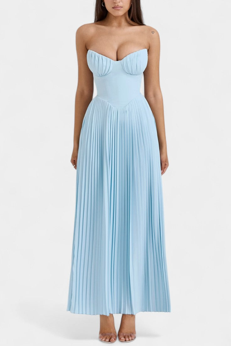 Seraphina Vestido Bustier Plisado Sin Tirantes