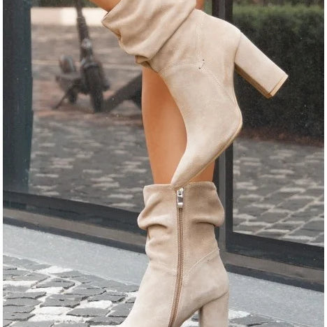 LD | Botas con tacón de bloque de ante