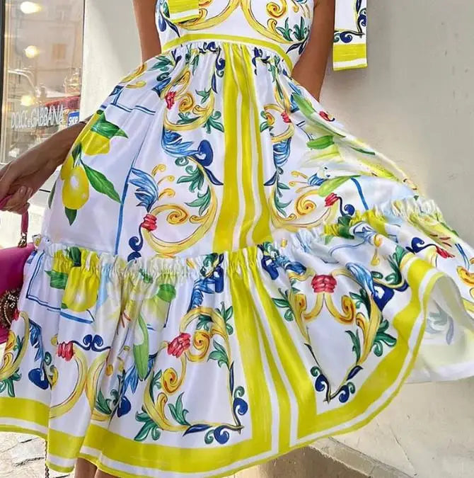 SENEDRINA - VESTIDO MAXI CON LACITOS DE FLORES