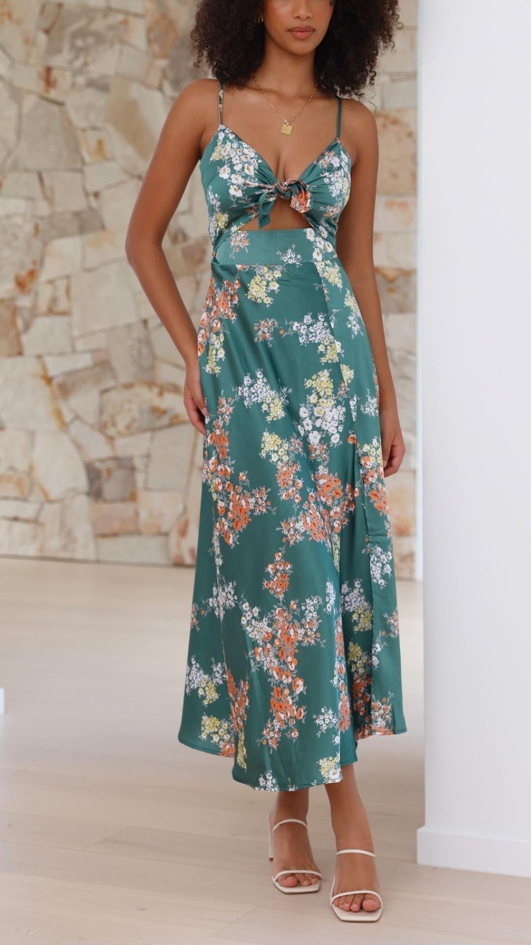 VESTIDO FLORAL DE SATÉN