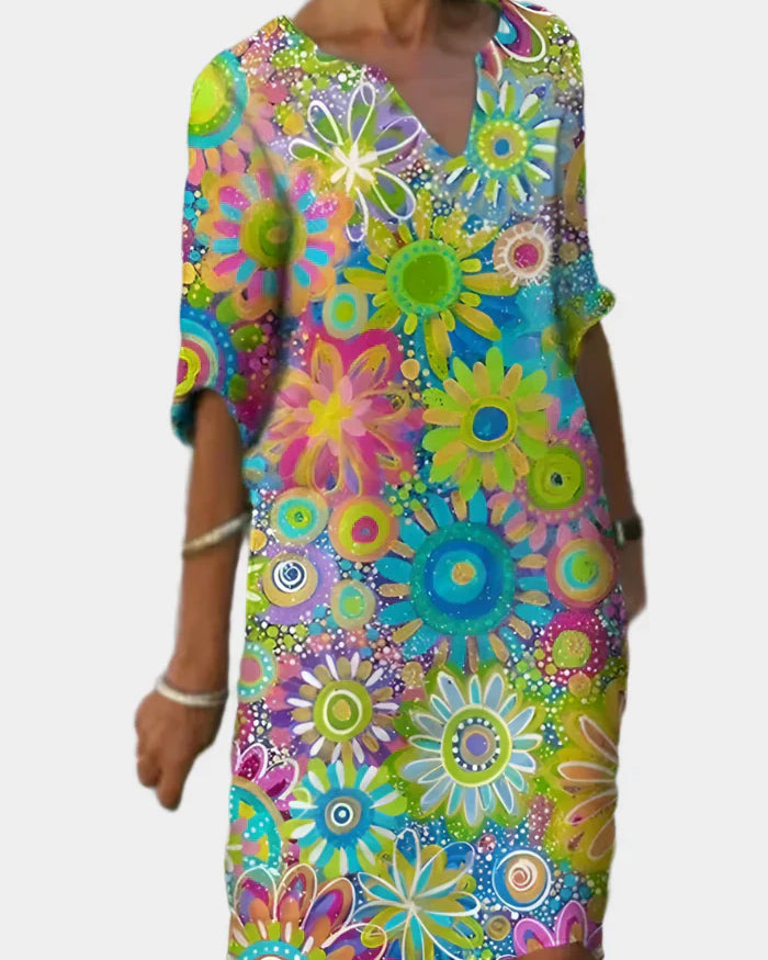 Vestido Colorido con Patrón Floral