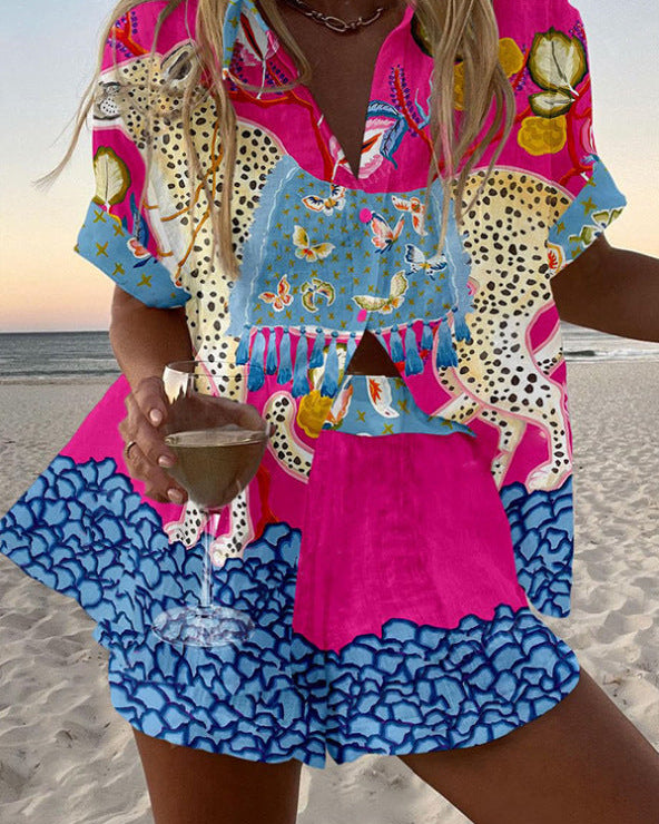 Belina™ | Conjunto de lino corto con diseño de mariposas