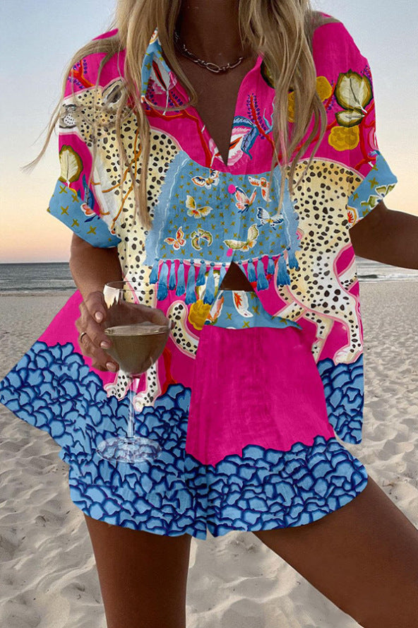 Belina™ | Conjunto de lino corto con diseño de mariposas