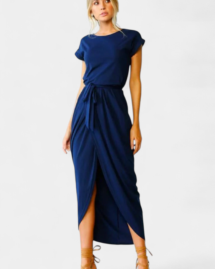 Clarissa Vestido Midi Envolvente con Abertura Lateral