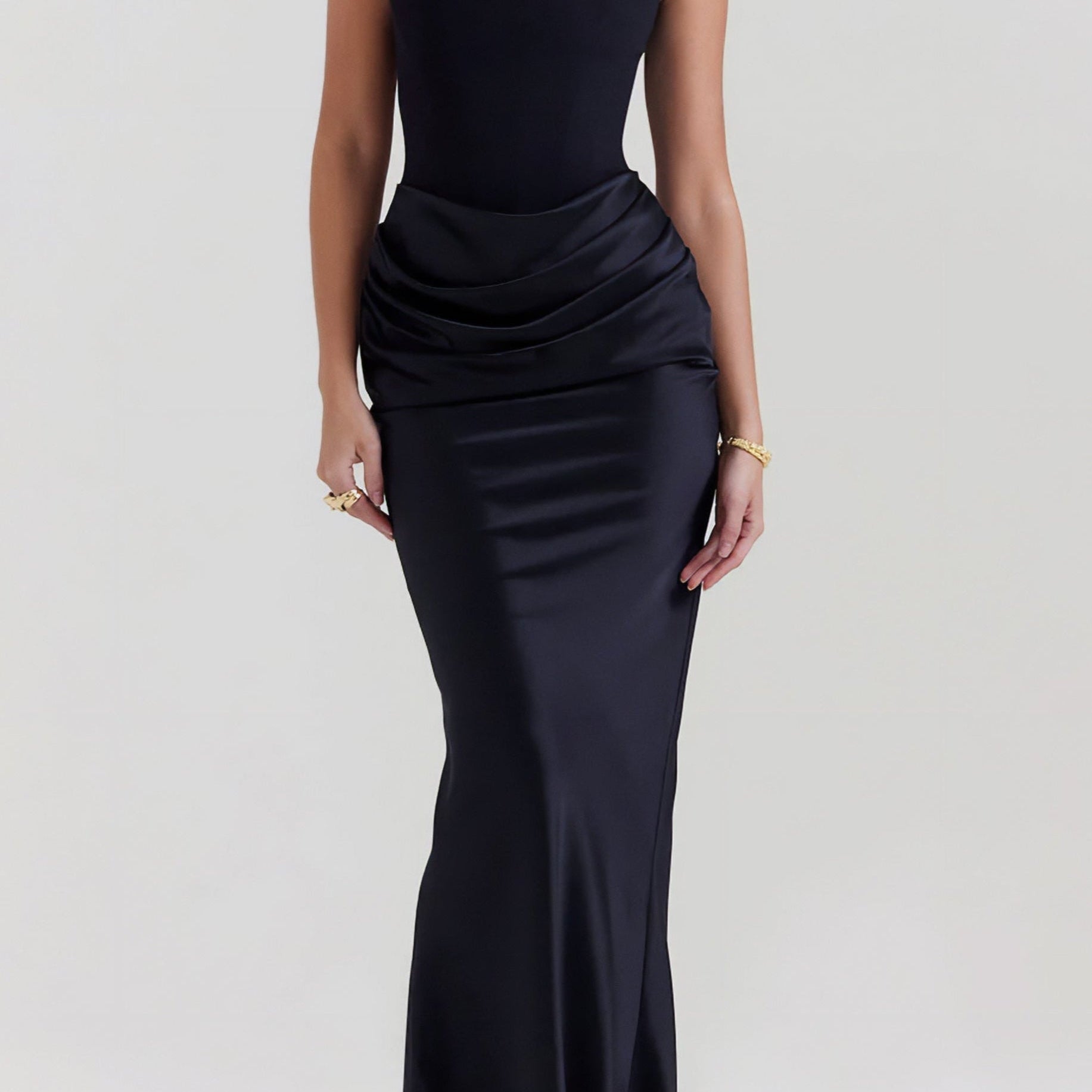 Emily Vestido Maxi Drapado Sin Tirantes
