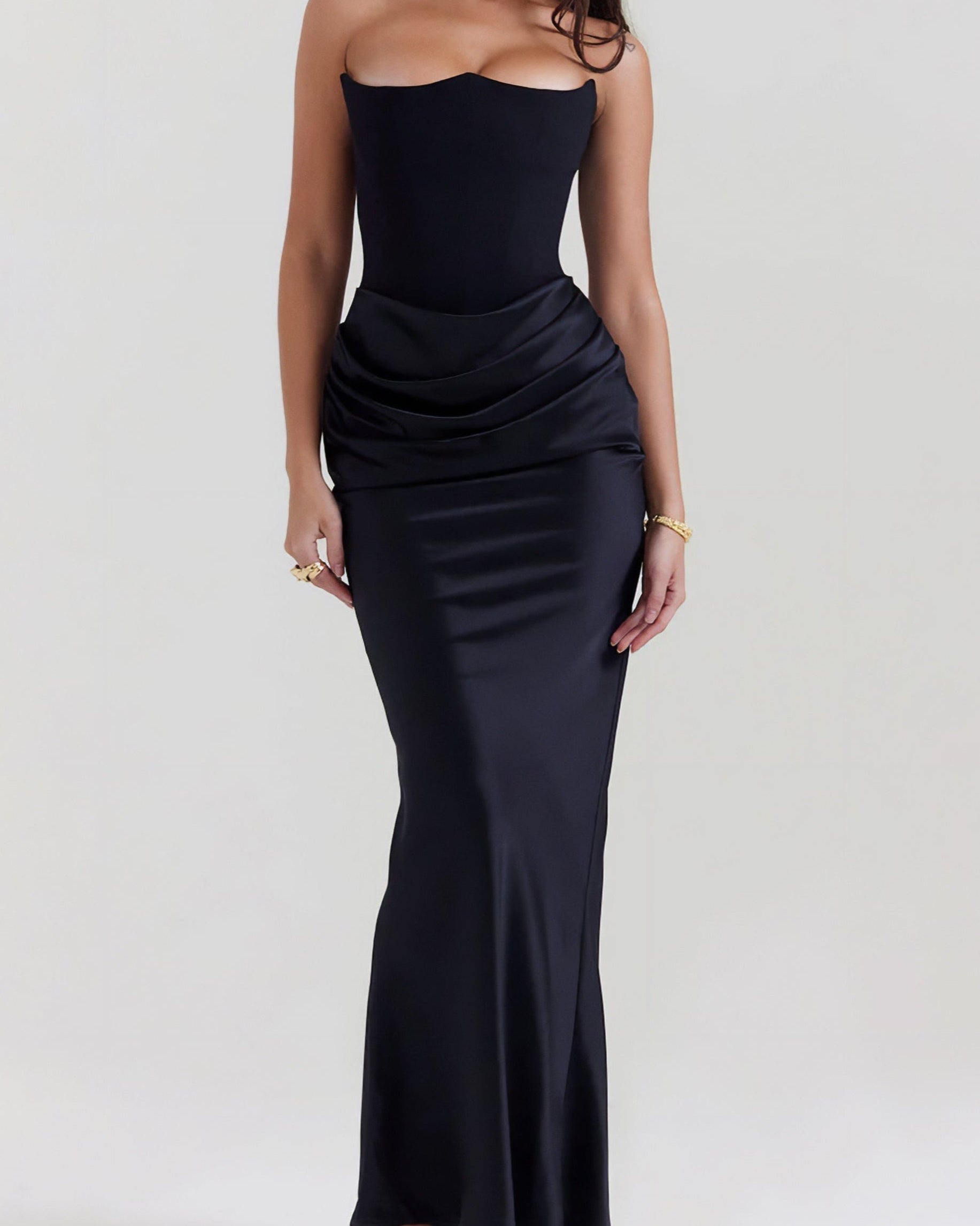 Emily Vestido Maxi Drapado Sin Tirantes