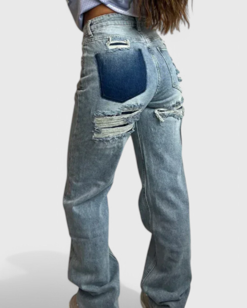 Roxy | Jeans Vintage Desgastados de Cintura Alta