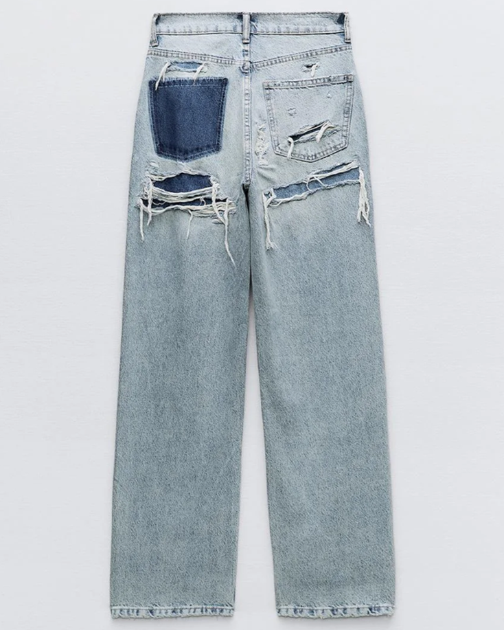 Jeans Roxy Vintage Desgastados de Cintura Alta