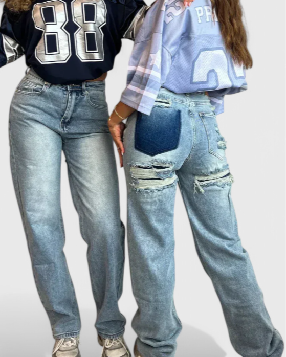 Jeans Roxy Vintage Desgastados de Cintura Alta