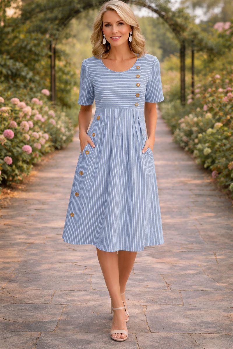 TCF - Vestido Midi a Rayas Clásico