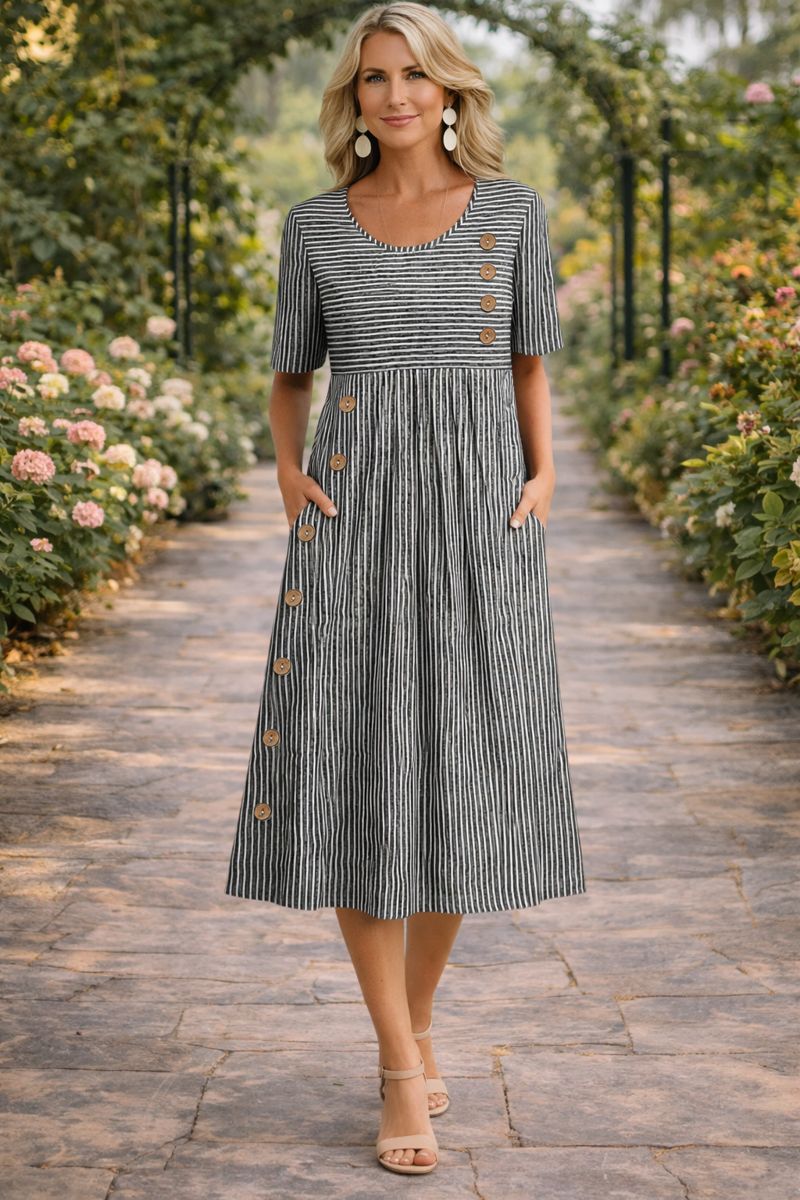 TCF - Vestido Midi a Rayas Clásico