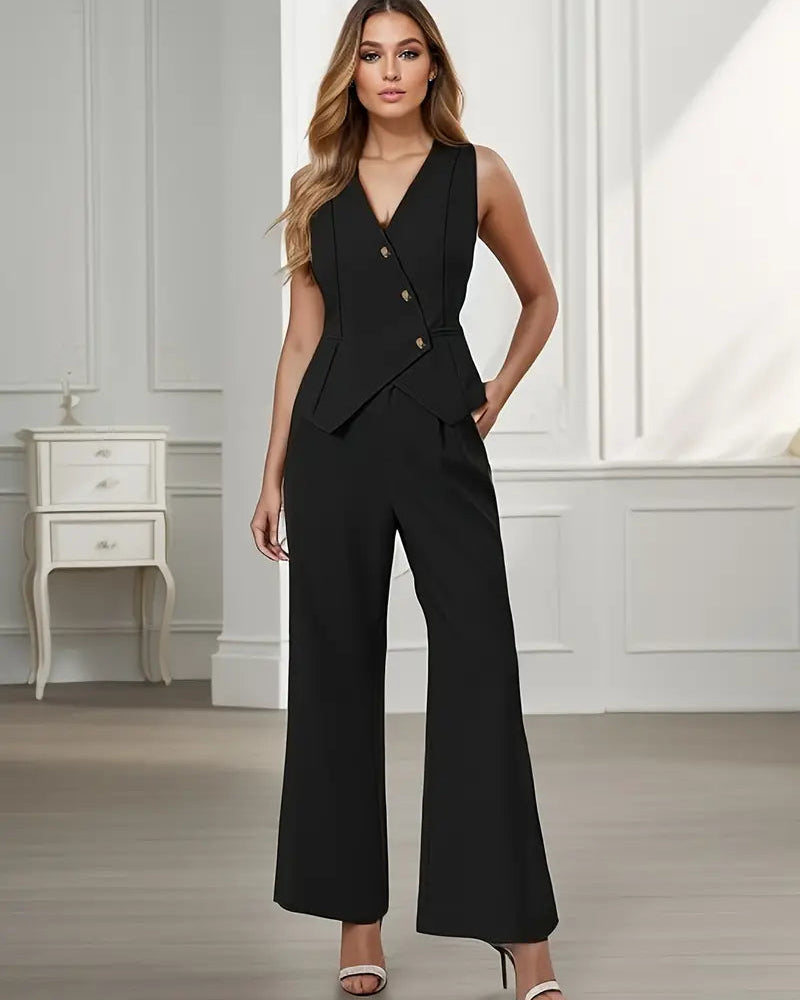 Ismene | Conjunto de primavera para mujer con chaleco de botones y pantalón