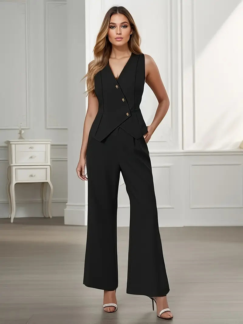 Ismene | Conjunto de primavera para mujer con chaleco de botones y pantalón