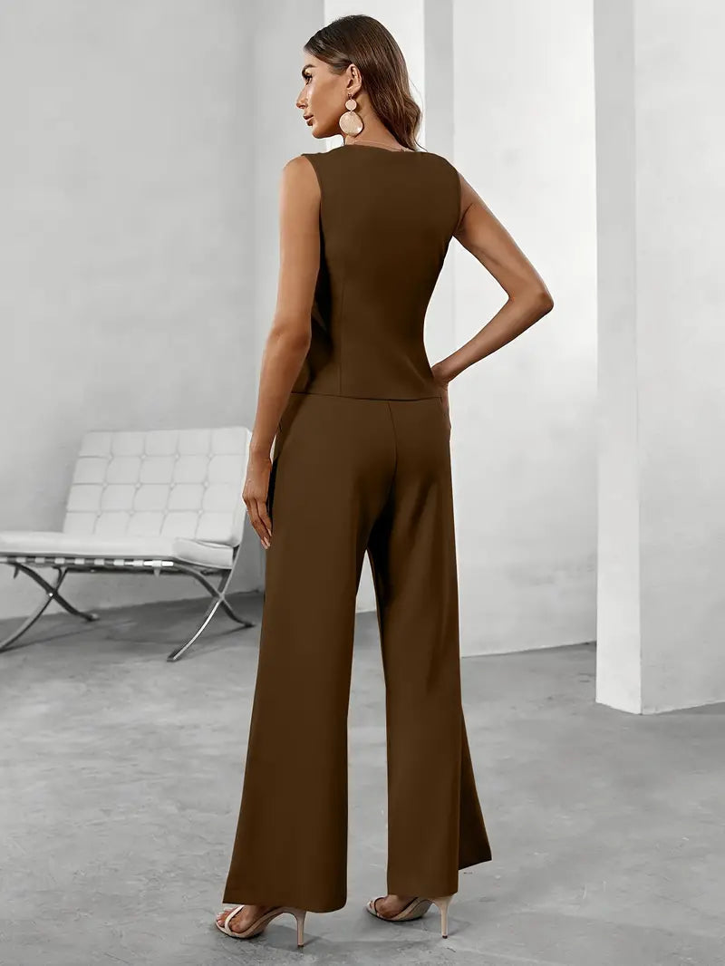 Ismene | Conjunto de primavera para mujer con chaleco de botones y pantalón