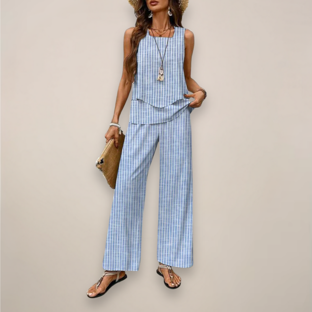 Adoración | Conjunto estampado de mujer para primavera con pantalón ancho