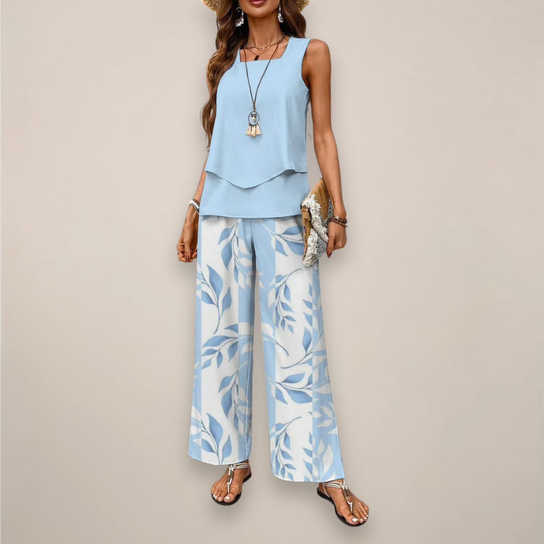 Adoración | Conjunto estampado de mujer para primavera con pantalón ancho