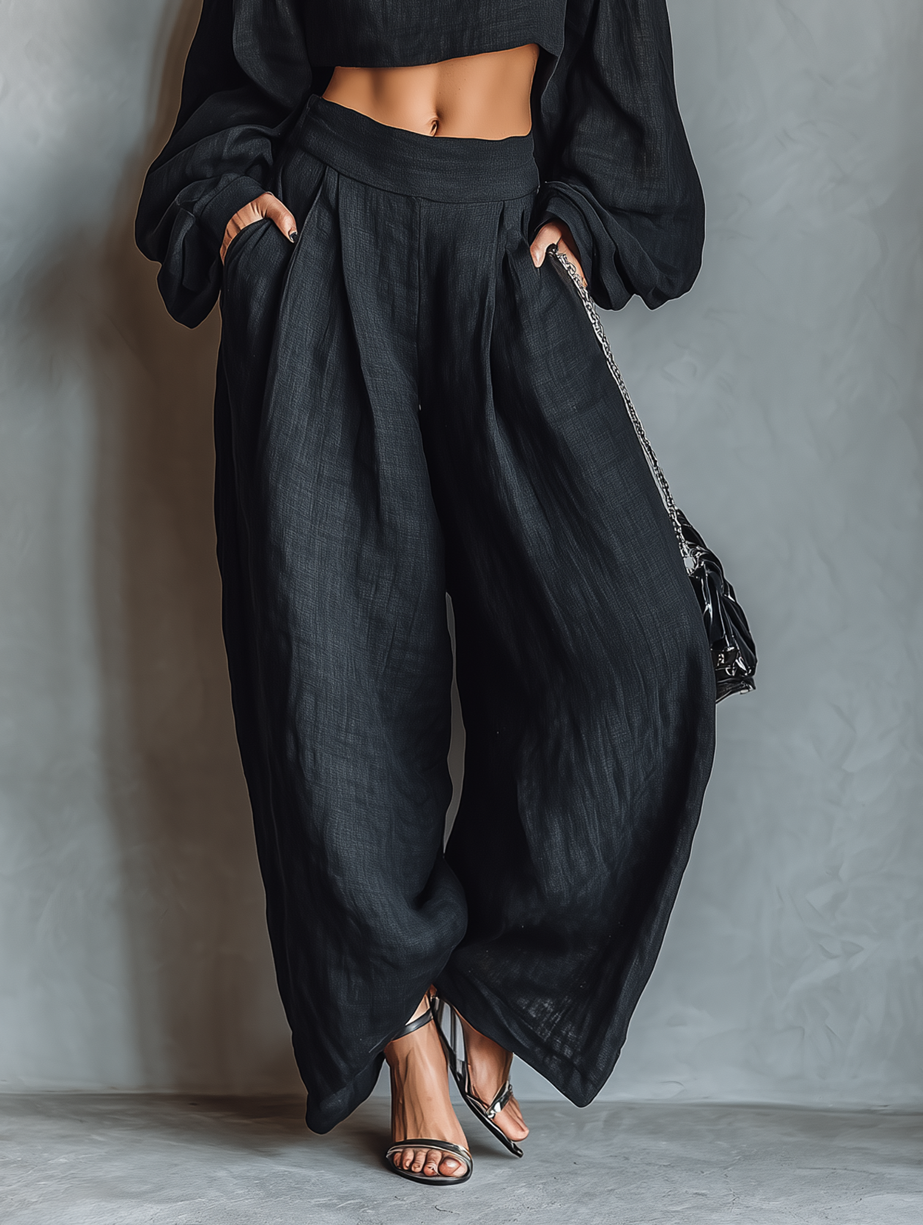 Tess™ || Conjunto de escote off-shoulder con pantalón ancho