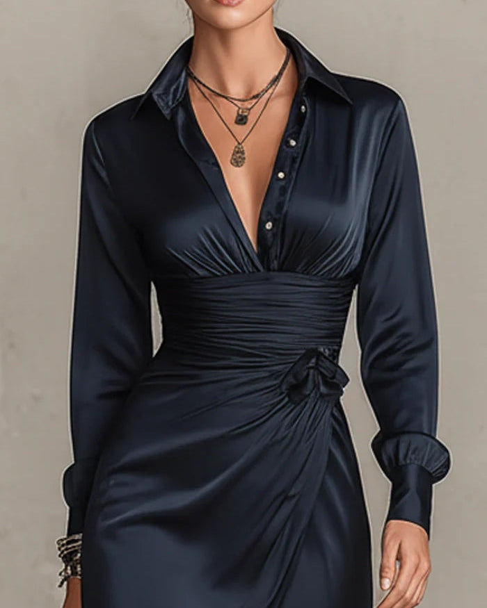 Marielle™ | Vestido Mini Satinado con Detalle de Lazo