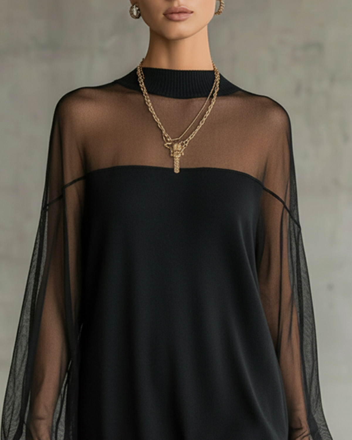 Amélie™ | Vestido Mini Negro Elegante con Mangas de Tul