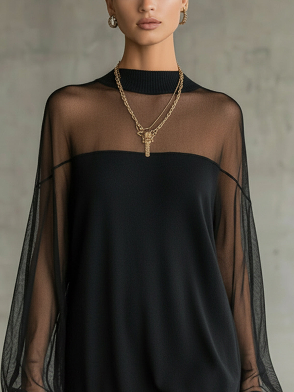 Amélie™ | Vestido Mini Negro Elegante con Mangas de Tul