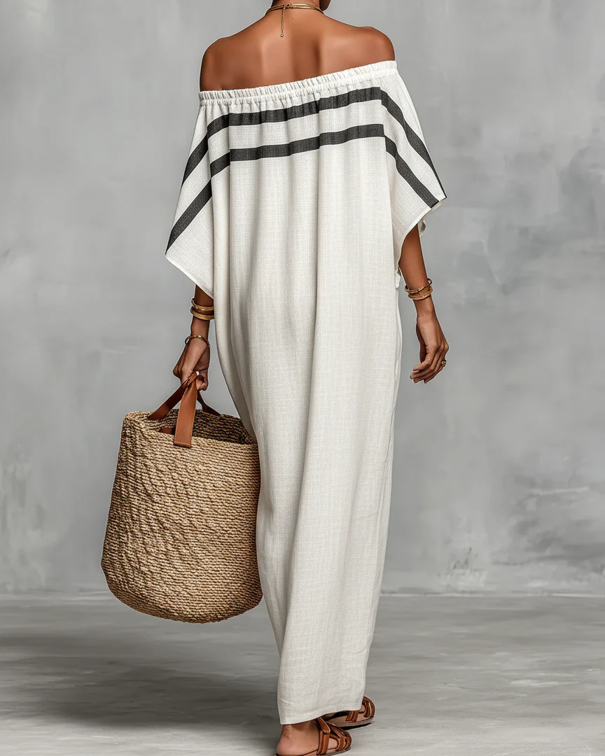 Aveline™ | Vestido Maxi Off-Shoulder con Mangas Murciélago