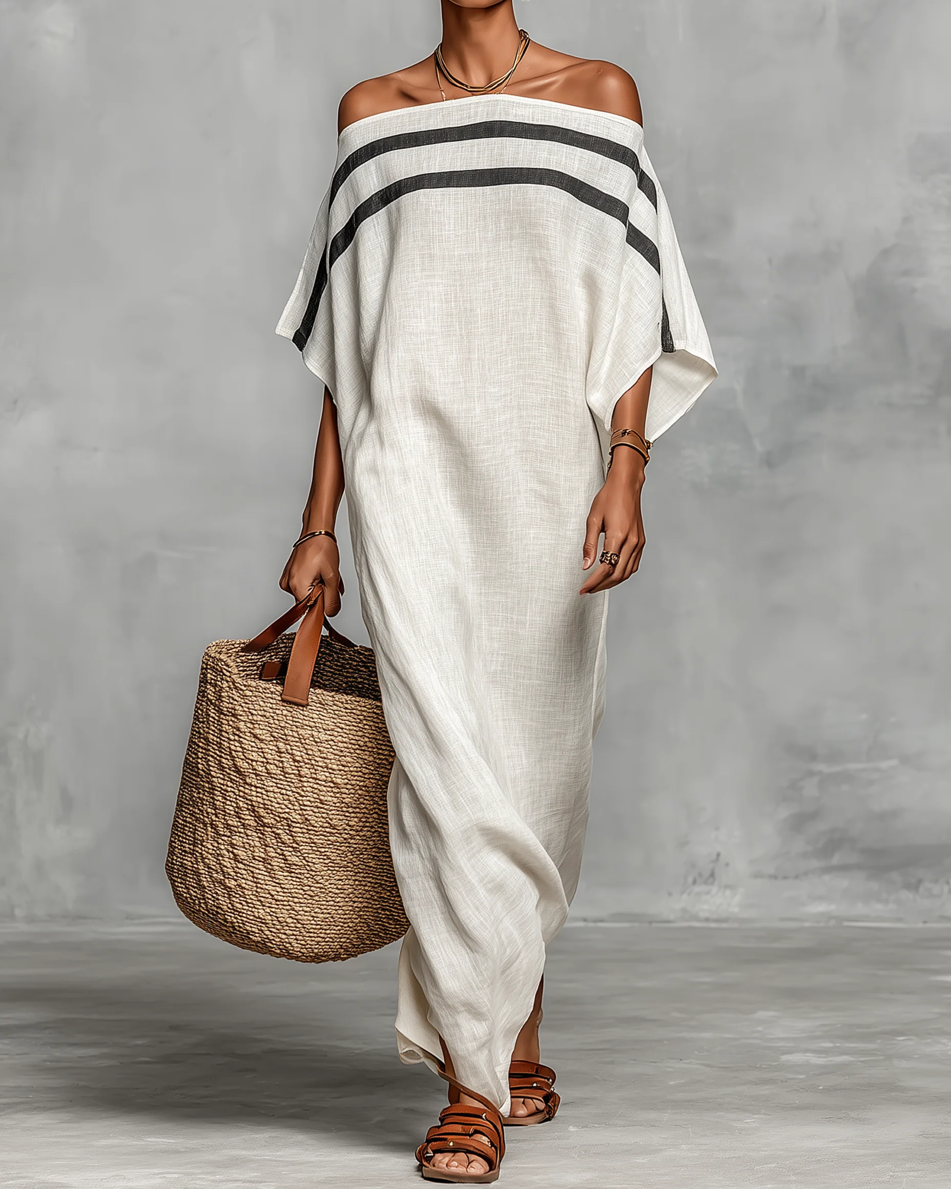 Aveline™ | Vestido Maxi Off-Shoulder con Mangas Murciélago