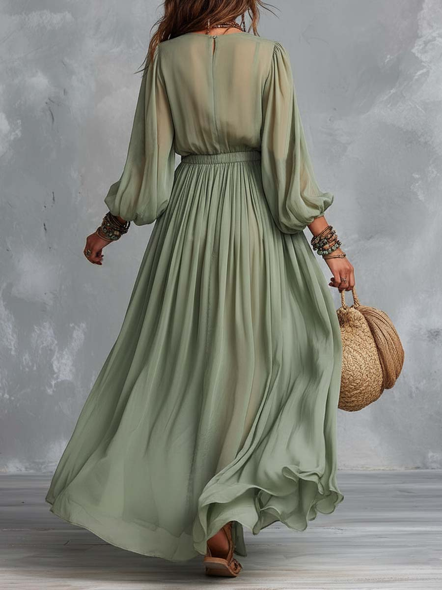 Élodine™ | Vestido Maxi Bohème con Estampado Floral