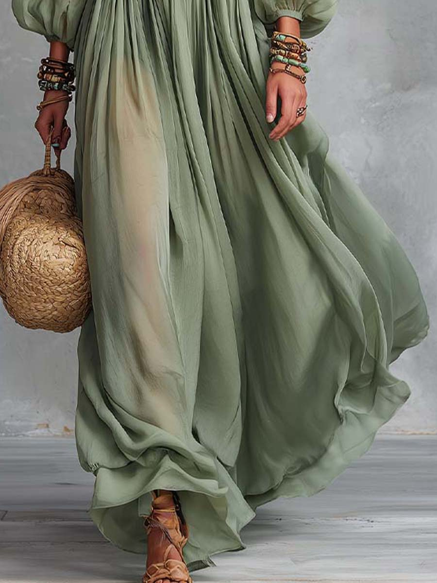 Élodine™ | Vestido Maxi Bohème con Estampado Floral