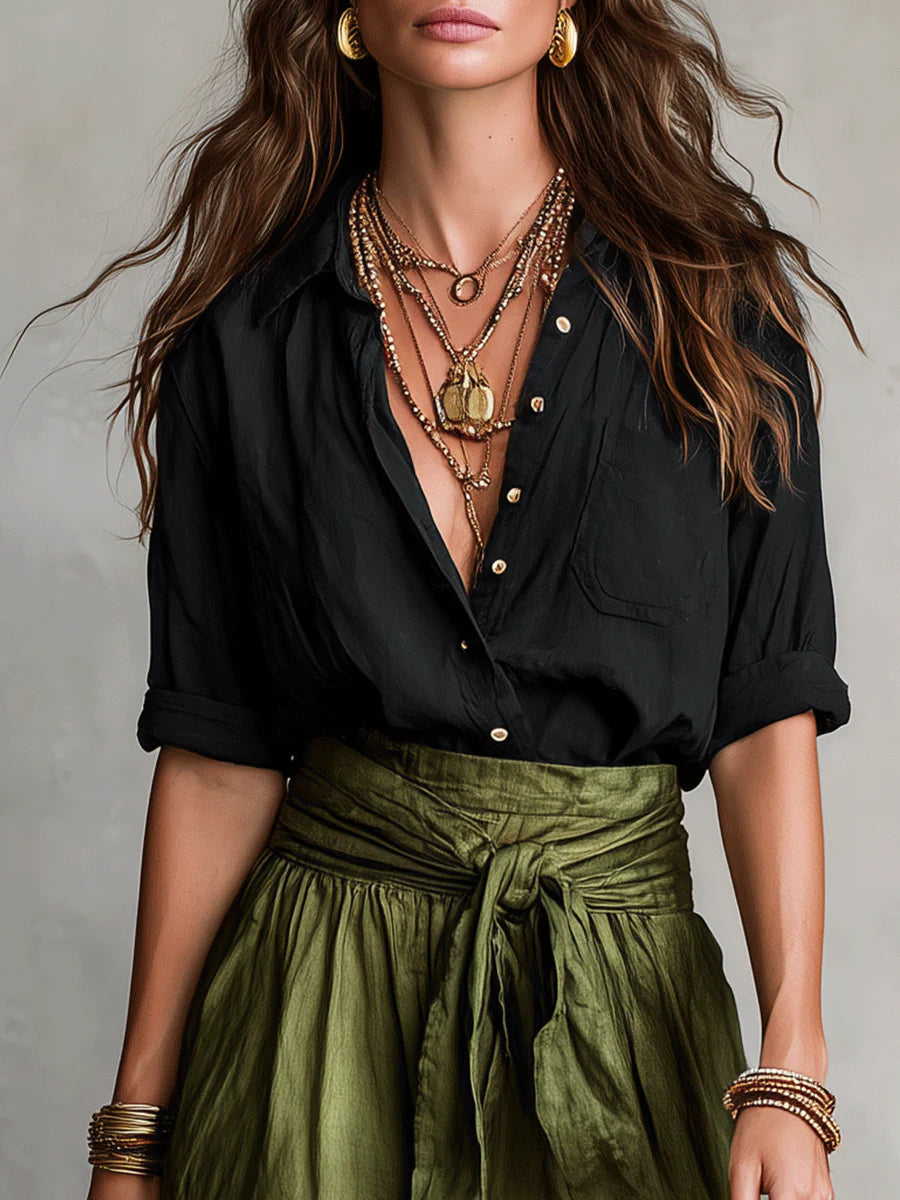 Odelia - Conjunto de Top Boho Luxe y Falda Midi