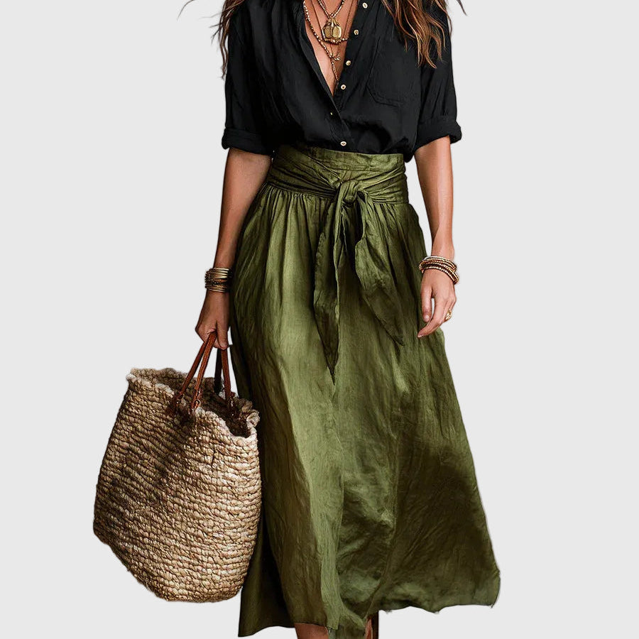 Odelia - Conjunto de Top Boho Luxe y Falda Midi