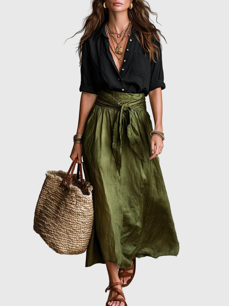 Odelia - Conjunto de Top Boho Luxe y Falda Midi